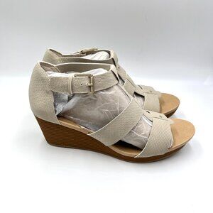 9.5W 9.5‎ WIDE WIDTH Dr Scholls Beige Oatmeal Snakeskin Wedges Sandals Shoes